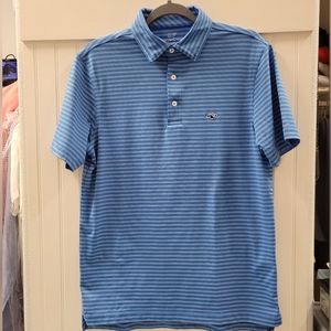 Vinyard Vines polo shirt, navy/light blue stripe